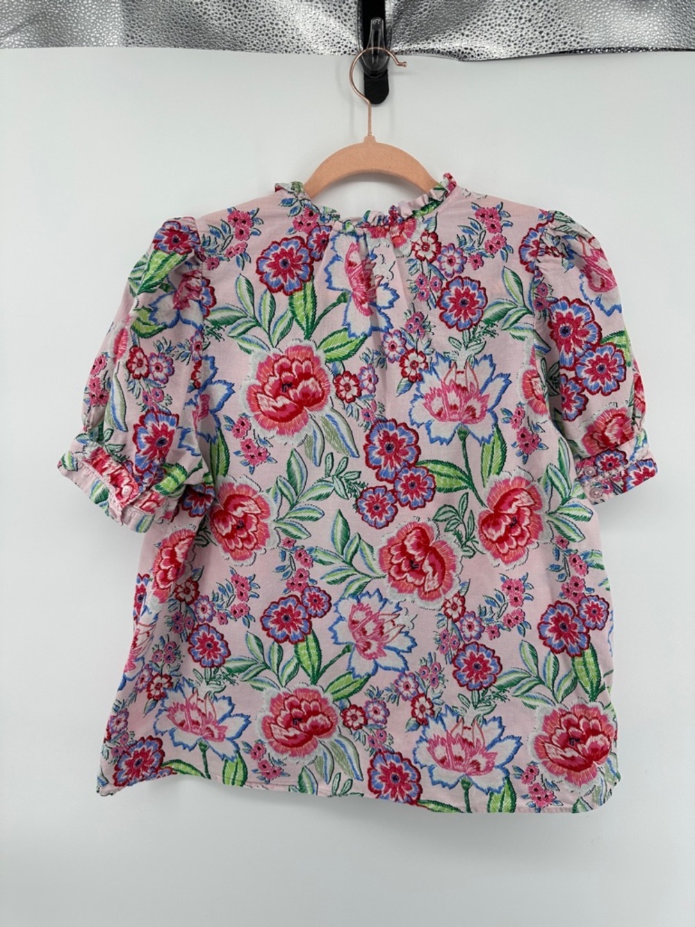 Crown&Ivy Boho Cottagecore Romantic Southern Belle Chic Floral Pink Blouse SzL - Picture 6 of 12